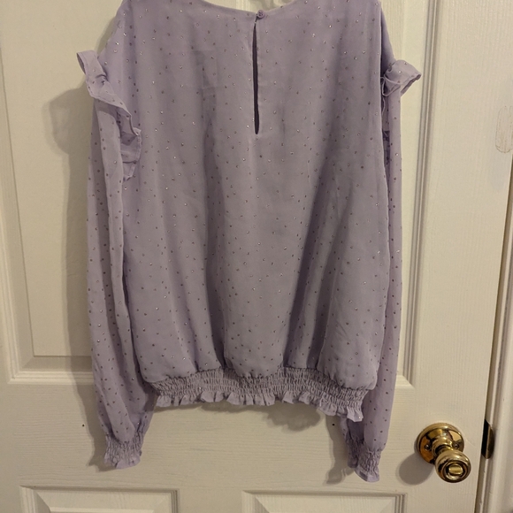 ✨5/$20✨ H&M Girl's Long Sleeve Purple Sequence Blouse Top - Picture 4 of 14